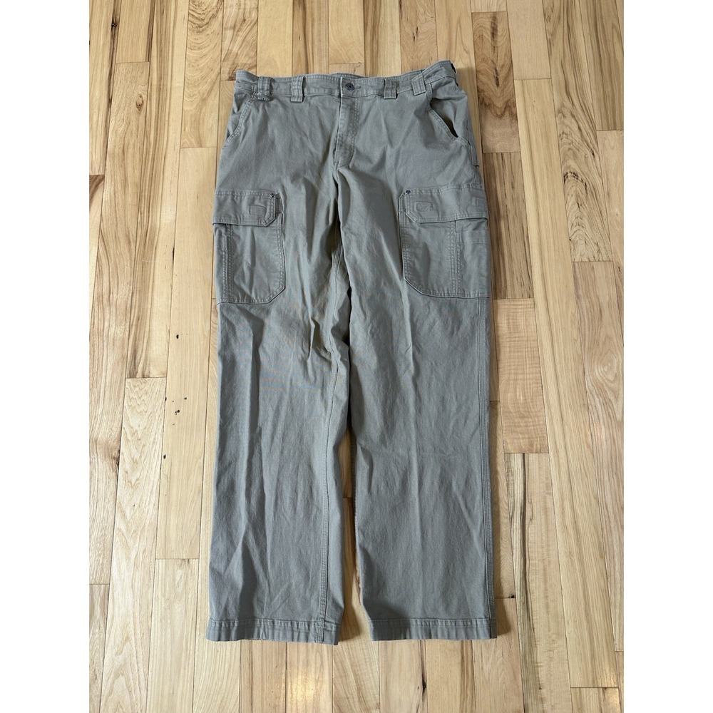 Duluth Trading Co Flex Fire Hose Cargo Pants Men's Size 40x35 Tan Multi Pockets